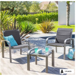 Salon de Jardin duo ou quatuor ELYN Bleu canard & graphite